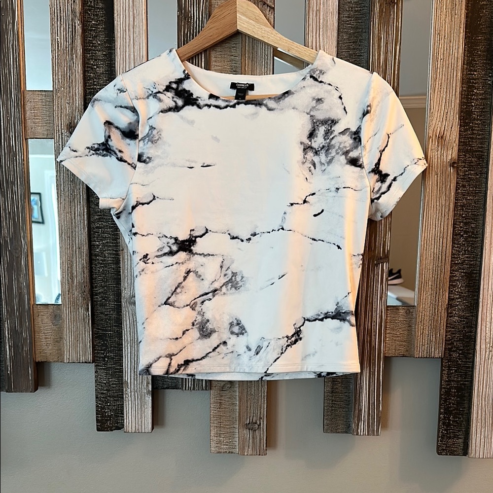 Express White and Black Short Sleeve Tee